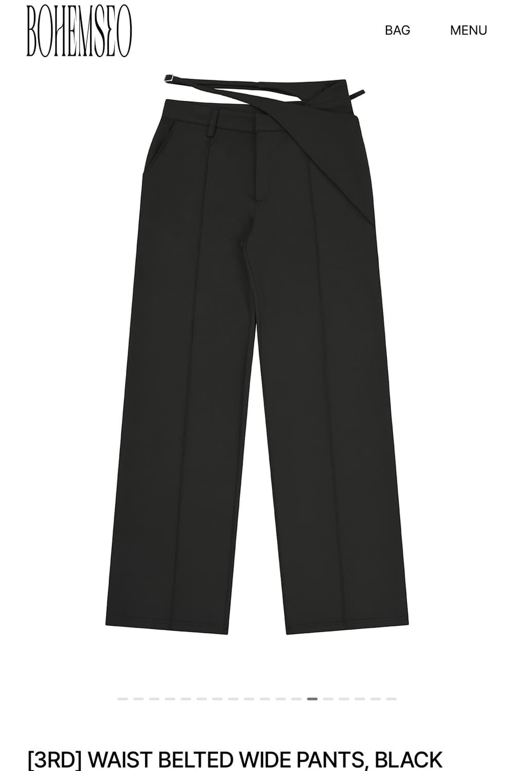 [택O새상품]보헤미안서울 보헴서 벨티드 와이드 팬츠 블랙S 상품이미지1