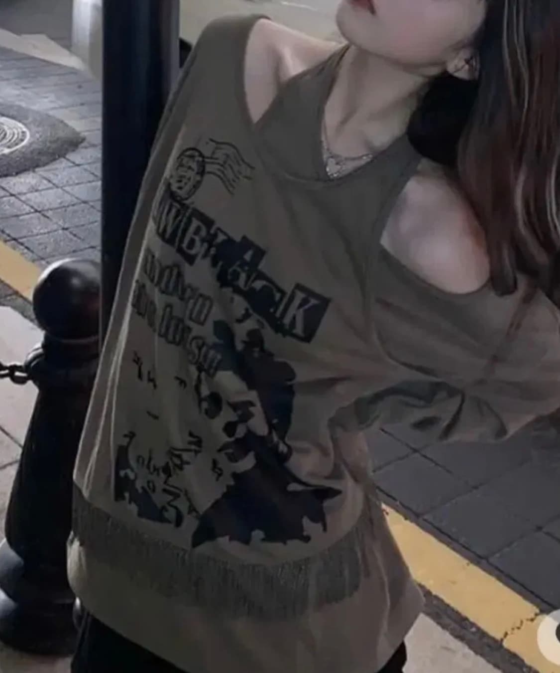 y2k 빈티지 홀터넥 긴팔 상의 하라주쿠 상품이미지1