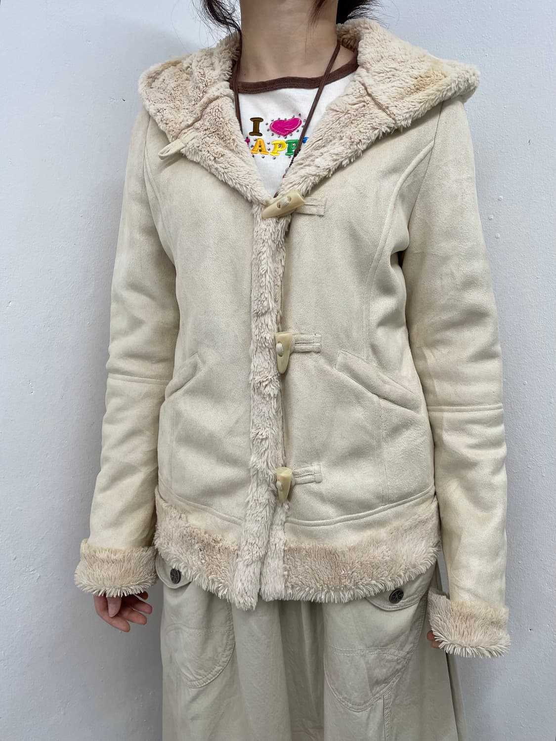 아이보리 떡볶이 후드 무스탕  상품이미지2