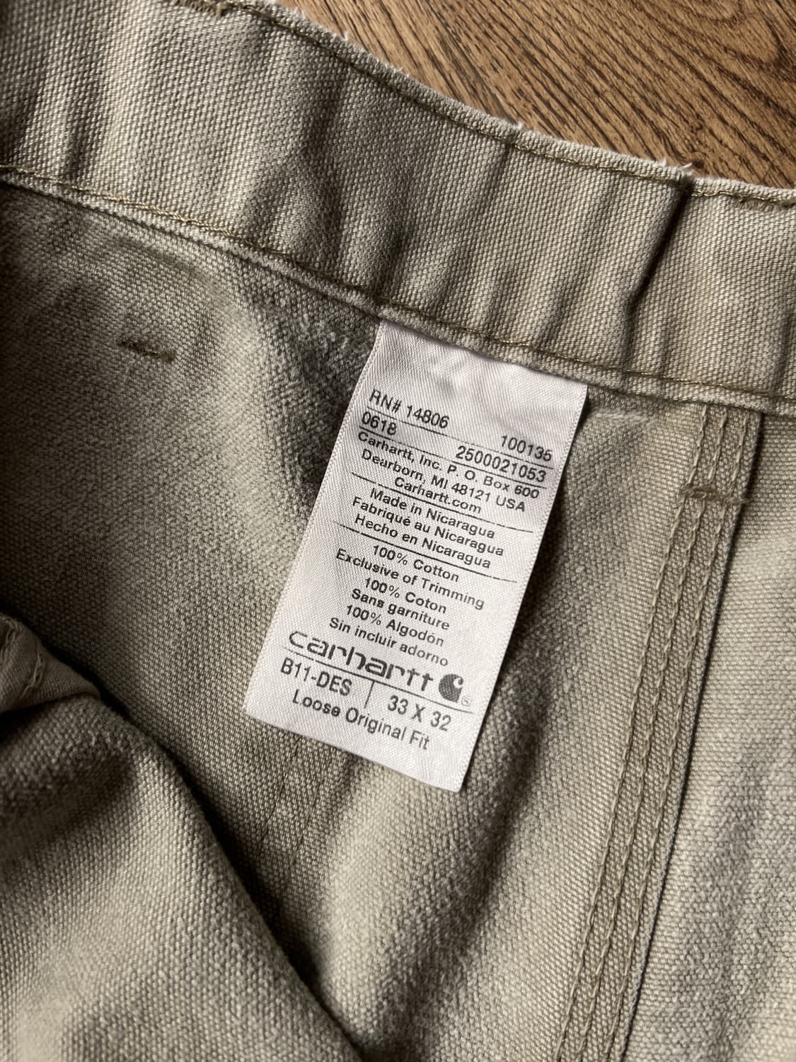 [33]칼하트 USA 더티 디스트로이드 데저트 탄 싱글니 카펜터 워크팬츠 상품이미지4