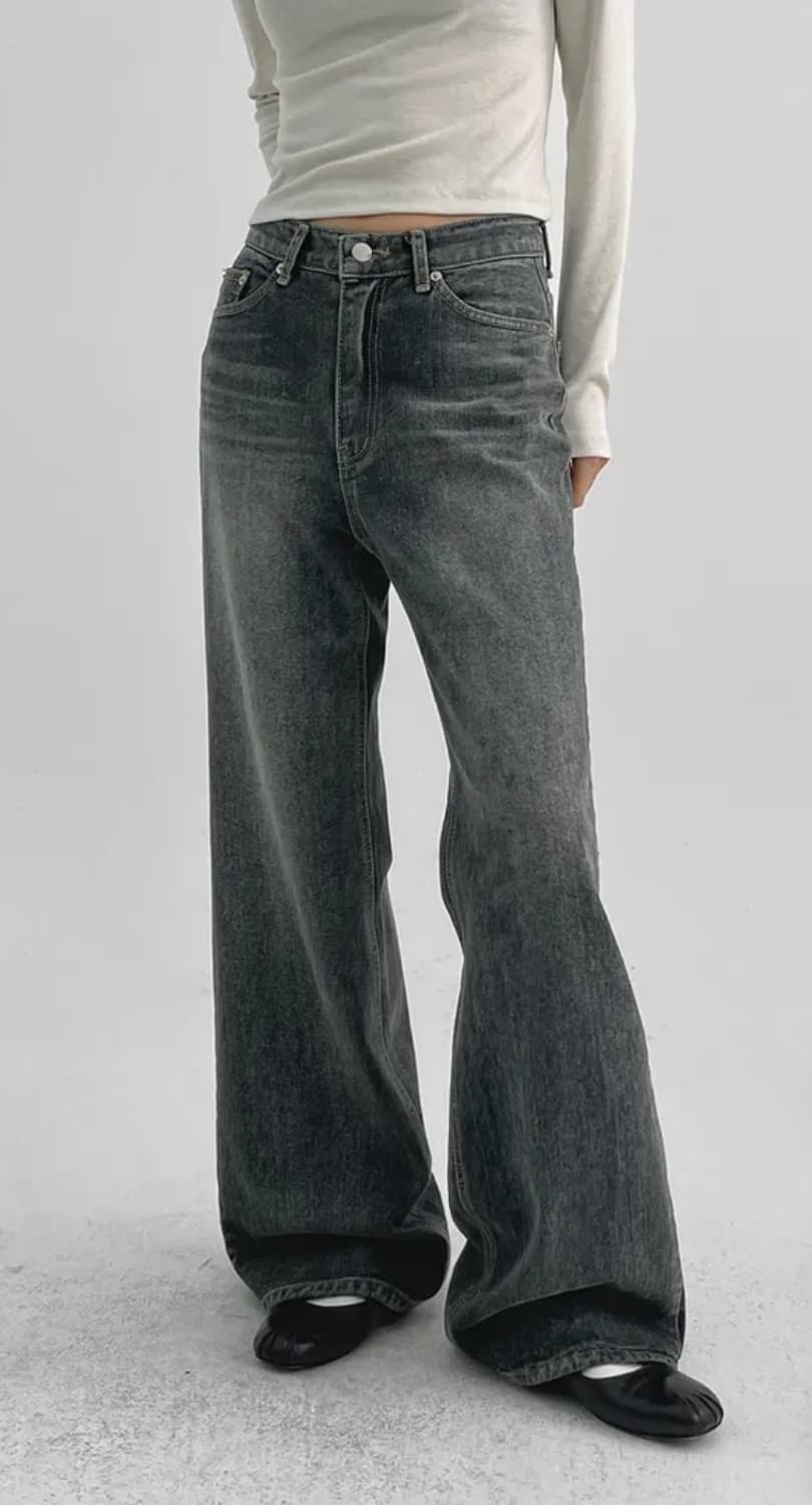 블랙업 와이드 부츠컷 청바지 상품이미지2