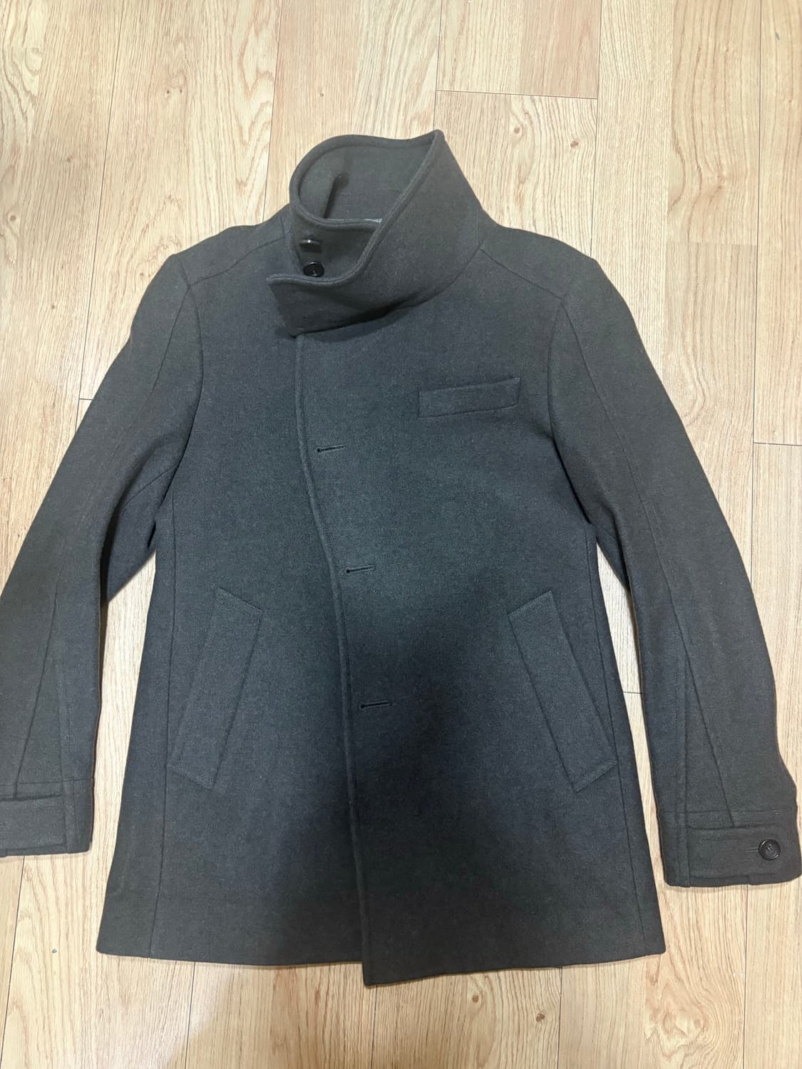 Beaker 비정형 하이넥 코트 다크브라운 상품이미지3