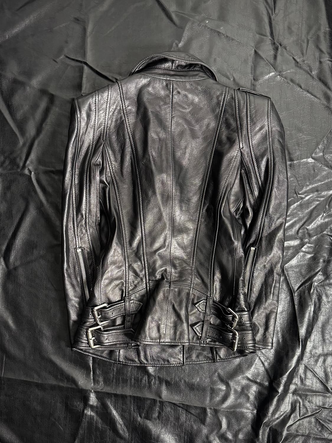 Black chain leather jacket 상품이미지2