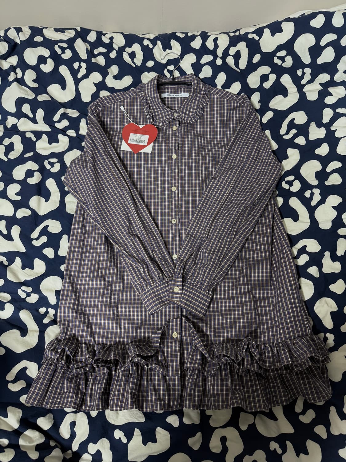 호쿠스포쿠스 Plum Check Trimming Shirt Dress 상품이미지5