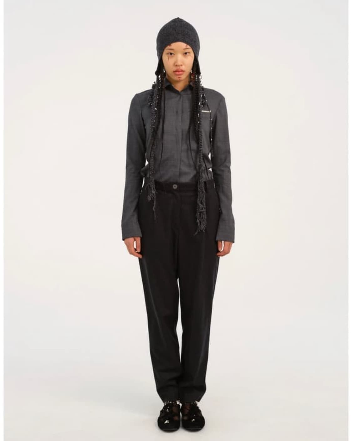 hyeinseo 슬림 울 셔츠 그레이 상품이미지1