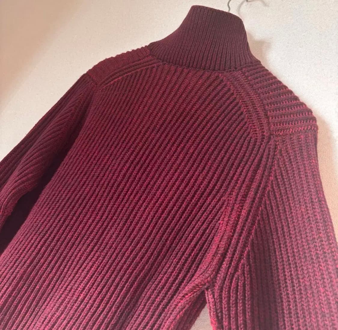 인터메조 캐주얼 더블 니트 가디건 100 버건디 볼륨 상품이미지7