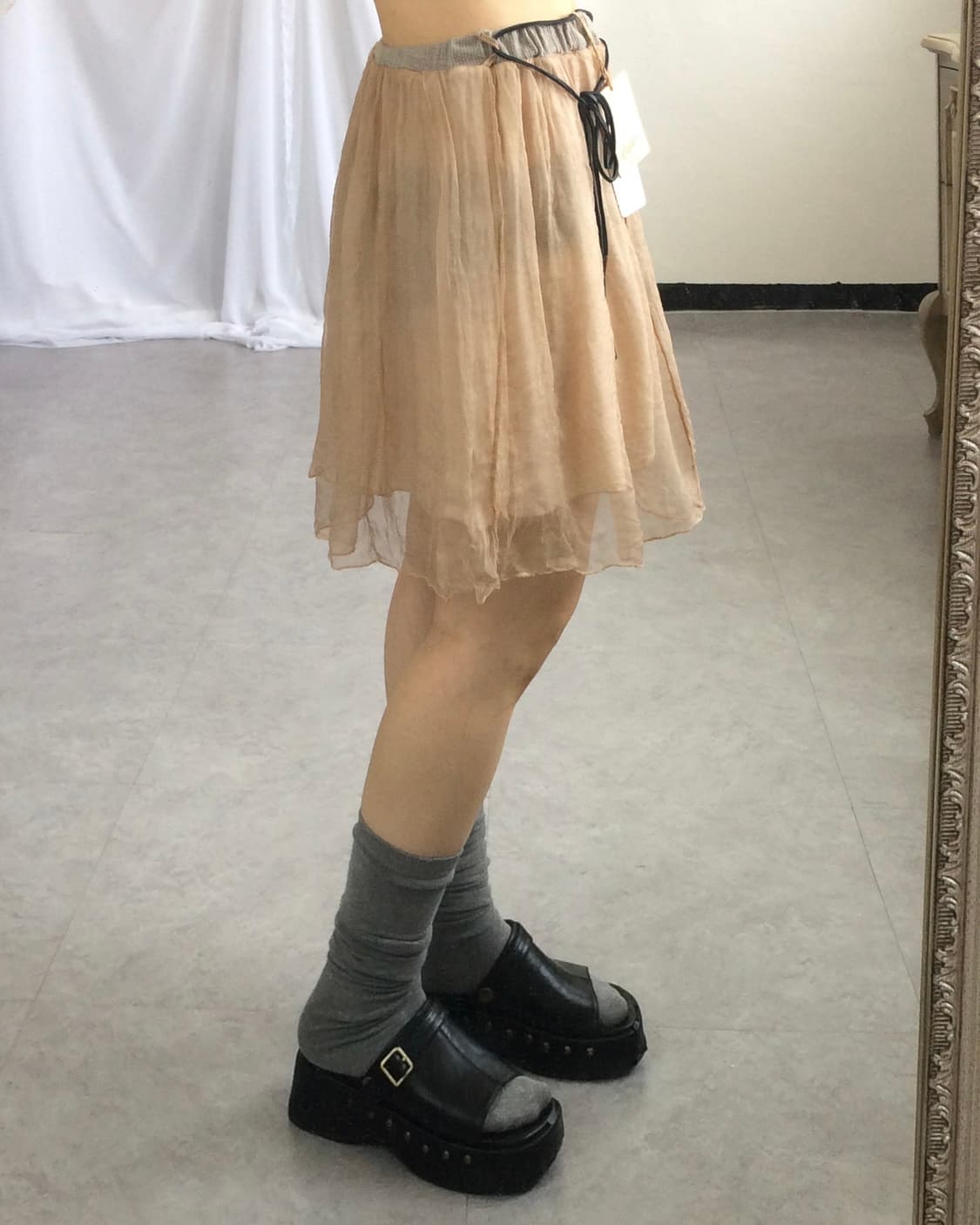 Tied organza mood mini skirt 상품이미지6