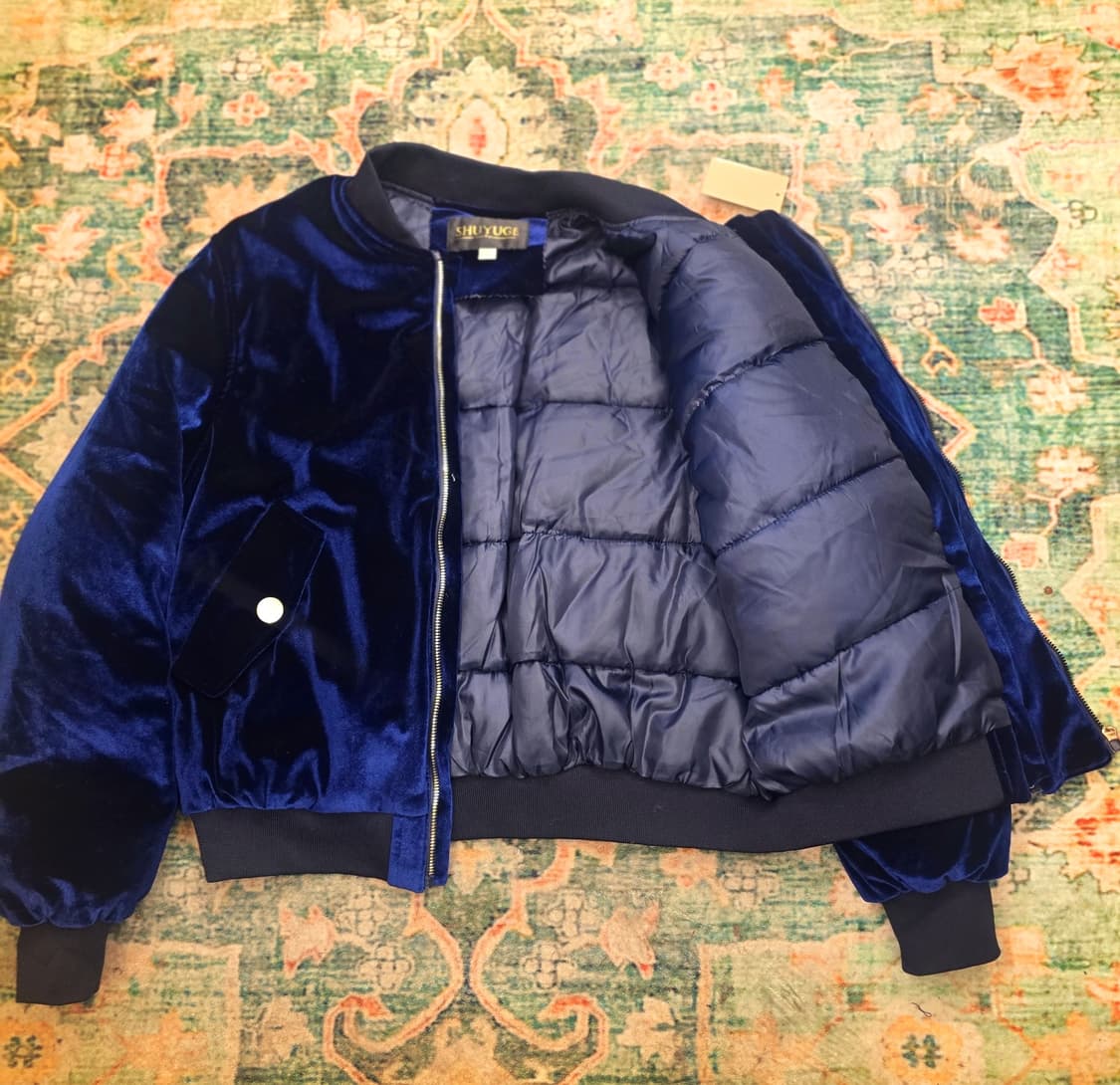SHUYUGE 블루 벨벳 봄버 재킷 상품이미지2