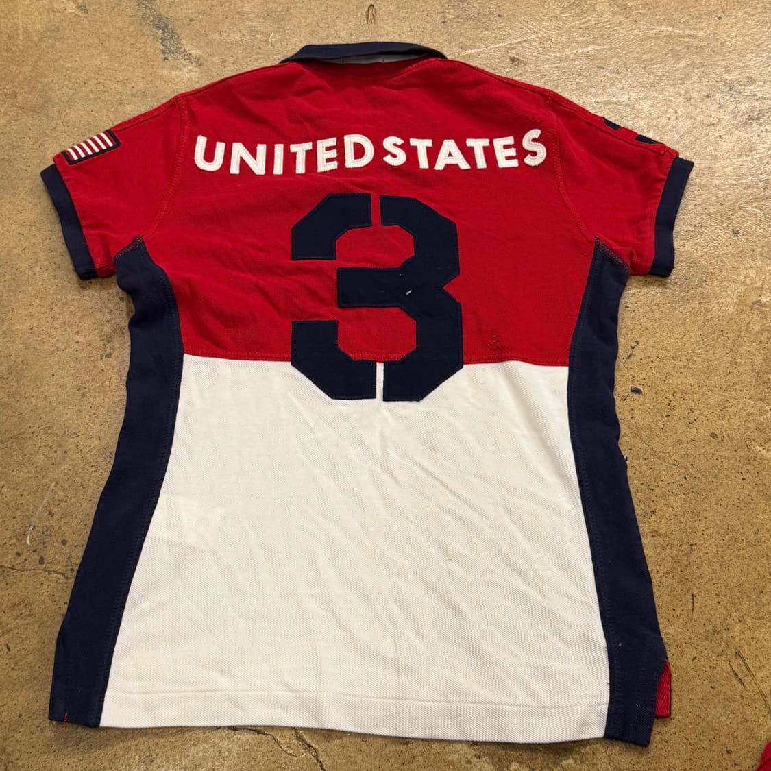 폴로 랄프로렌 헤리티지 레드 화이트 흰빨 USA 성조기 빅포니 카라 반팔 상품이미지3