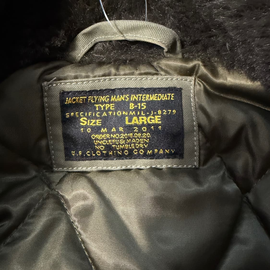 U.F. Clothing Company B-15 플라이트 자켓 상품이미지2