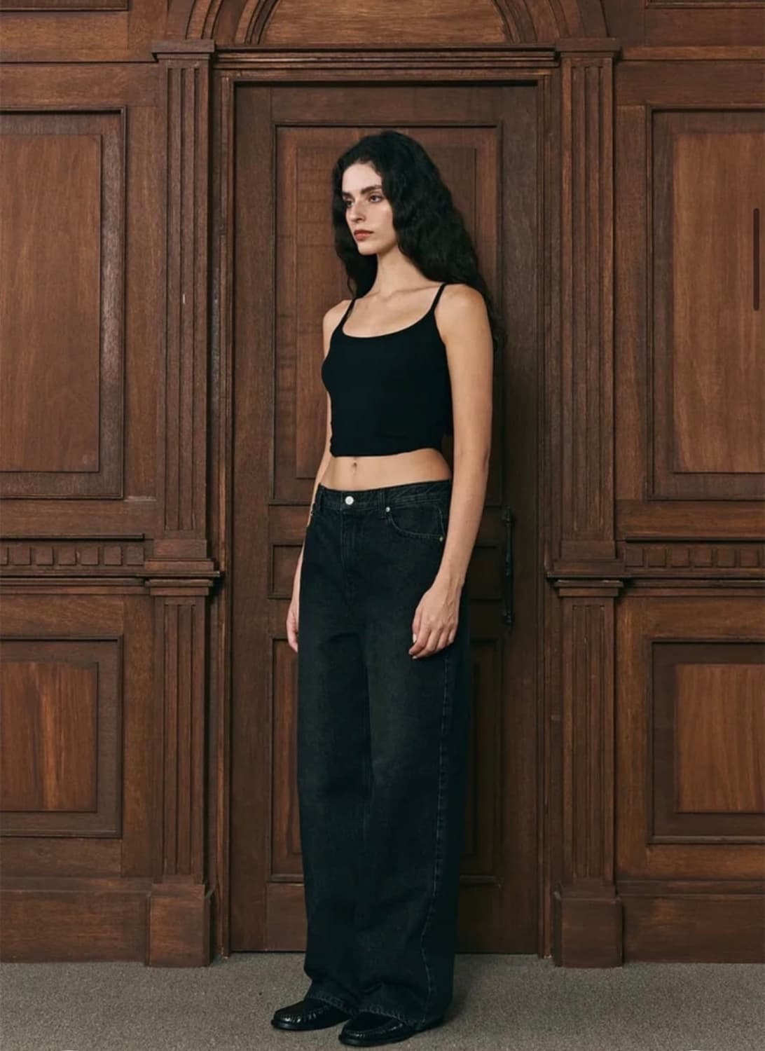 투머치택스 하이 라이즈 스트레이트 데님 진스 팬츠 블랙 S 상품이미지3