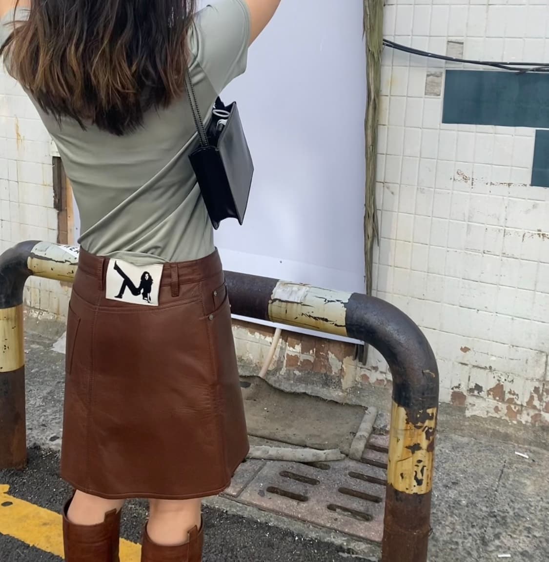 CalvinKlein 가죽스커트 상품이미지1