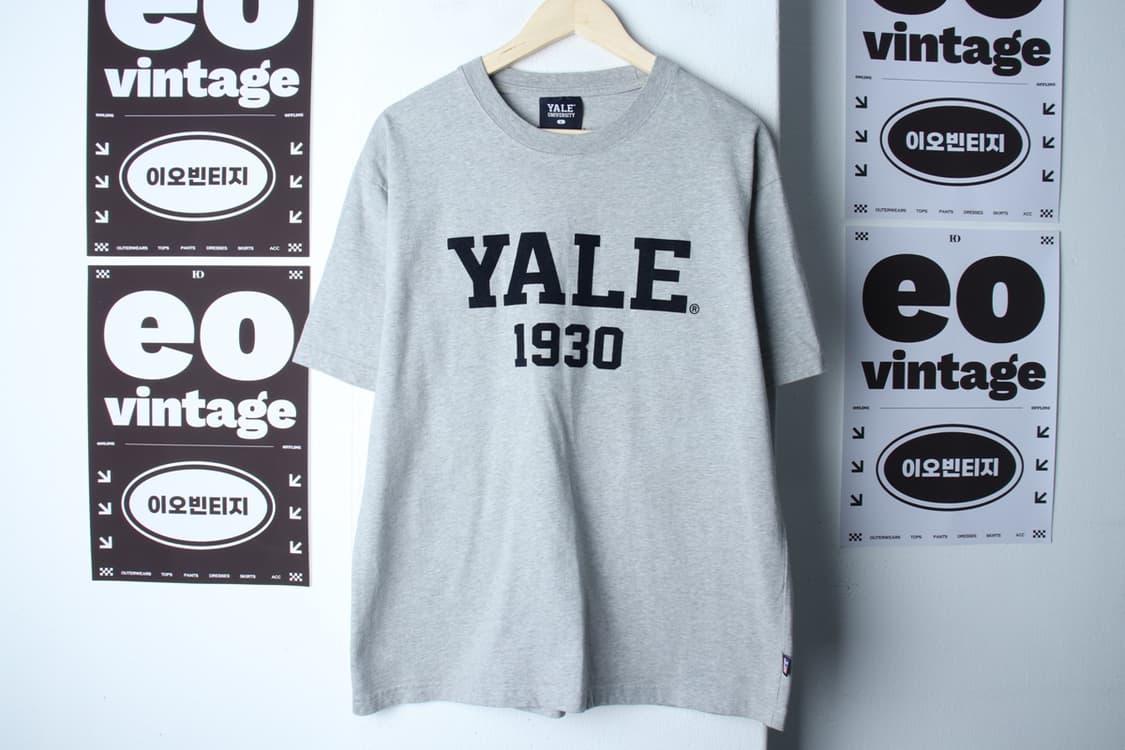 (L-XL) 예일 반팔 티셔츠 빅로고 그래픽 그레이-H32804 상품이미지2