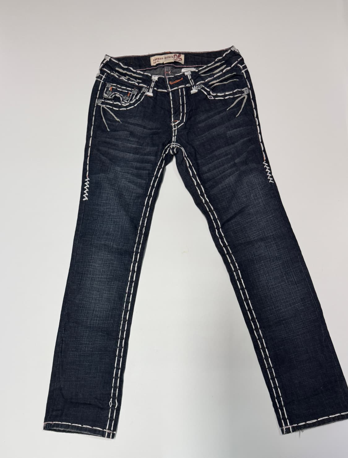 여성 라구나비치 진 크롬하츠 로고 펑키 스티치 데님팬츠 상품이미지2