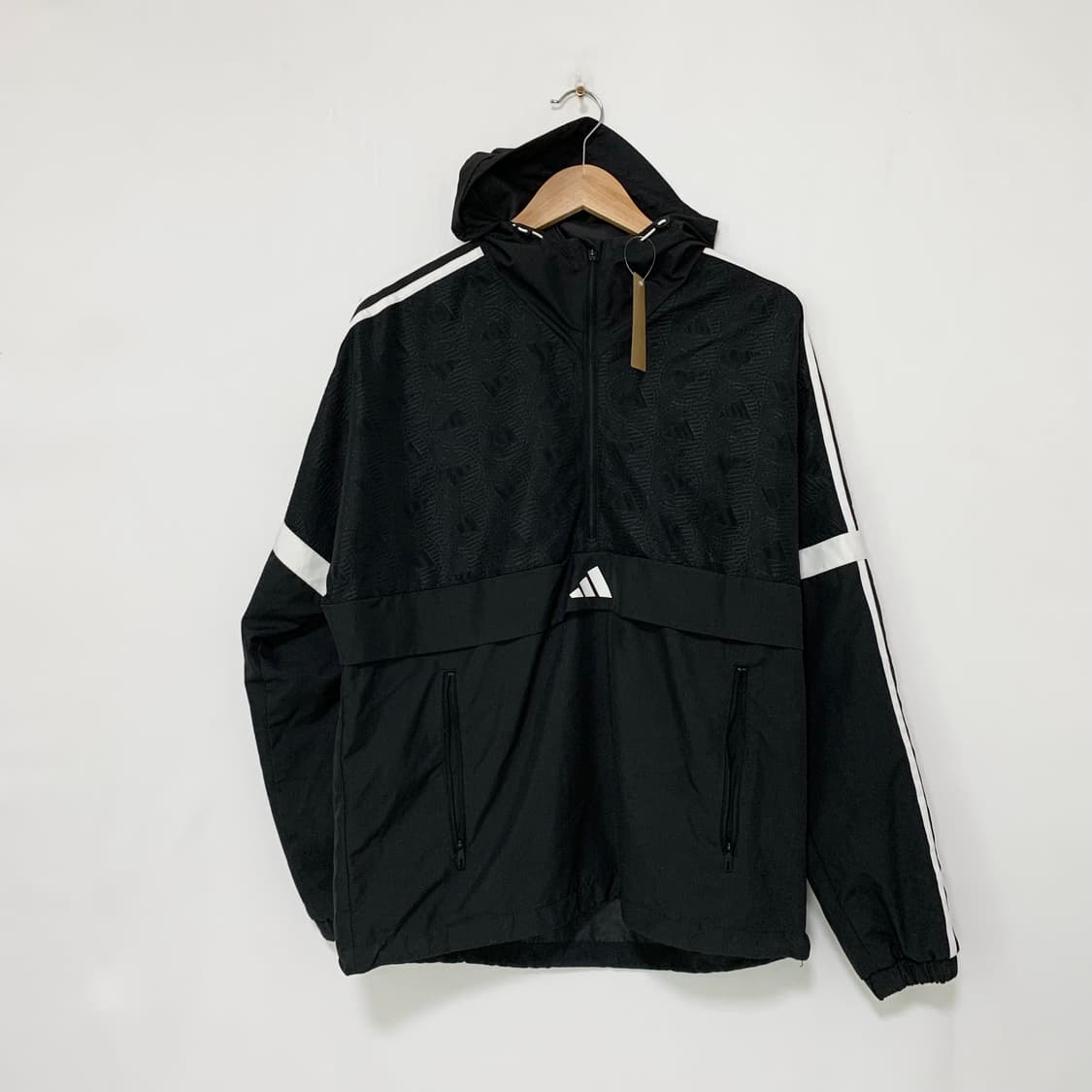 아디다스 삼선 바람막이 아노락 후드 반집업 남성 L 남녀공용 오버핏 상품이미지1
