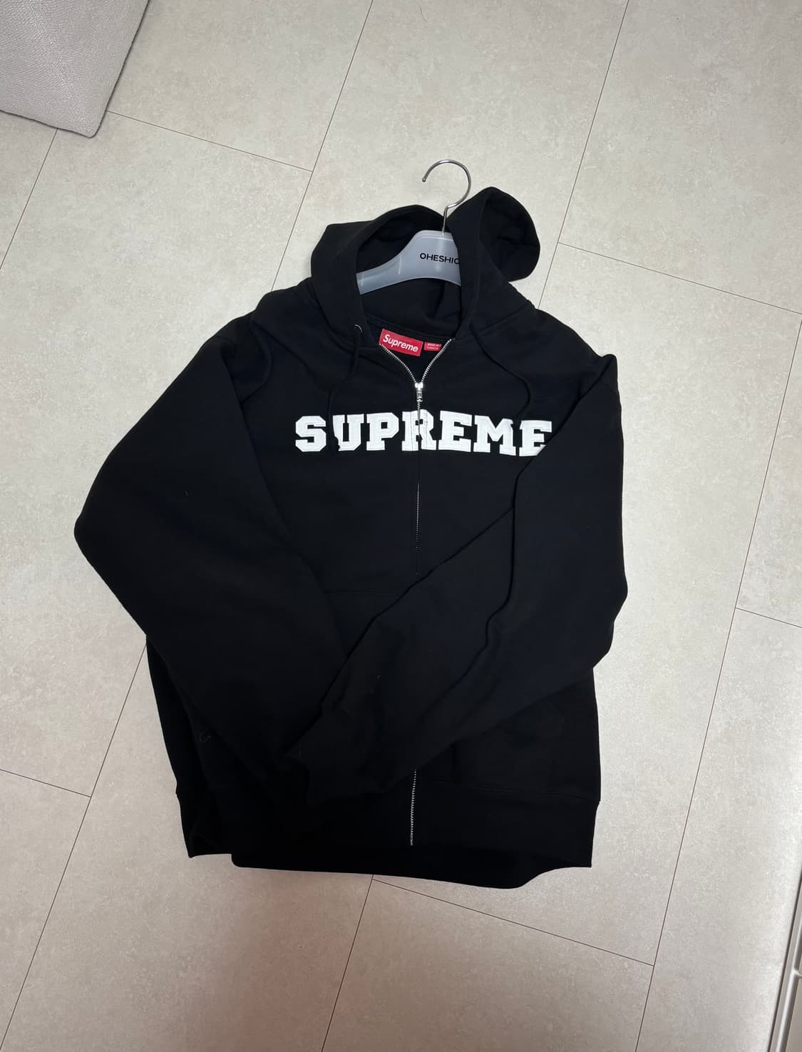 (L)슈프림 컬리지에이트 후드집업 블랙 상품이미지2