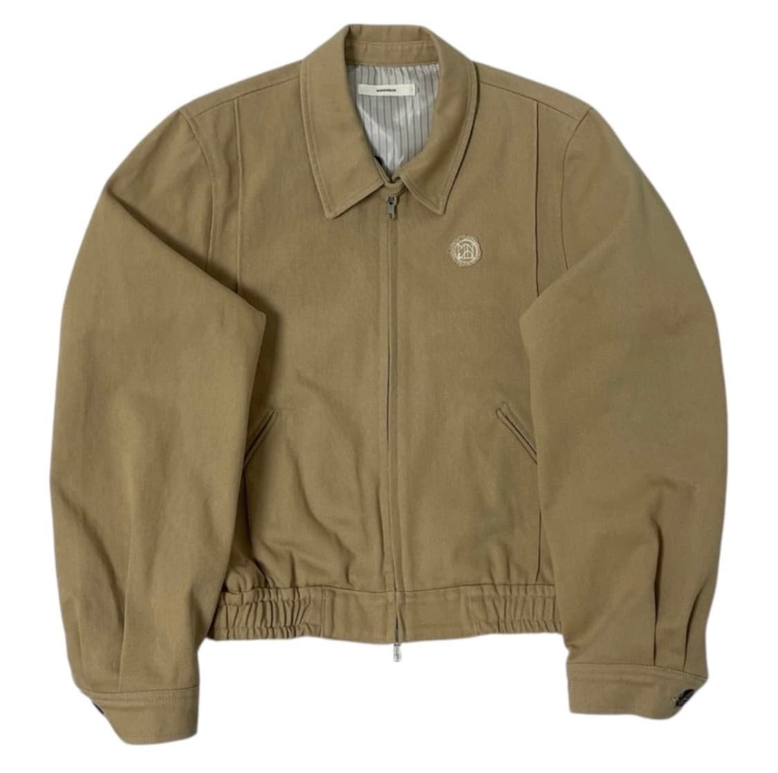 문선 아가일 홀 코튼 블루슨 카멜 브라운 블루종 자켓 상품이미지1