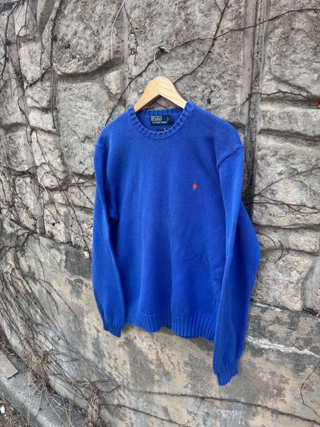 90s 폴로 랄프로렌 빈티지 코튼 니트 블루 L 상품이미지3