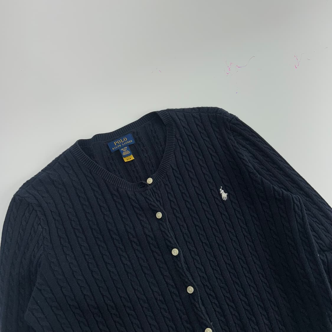 Polo 폴로 화이트 포니 네이비 케이블 니트 가디건 상품이미지4