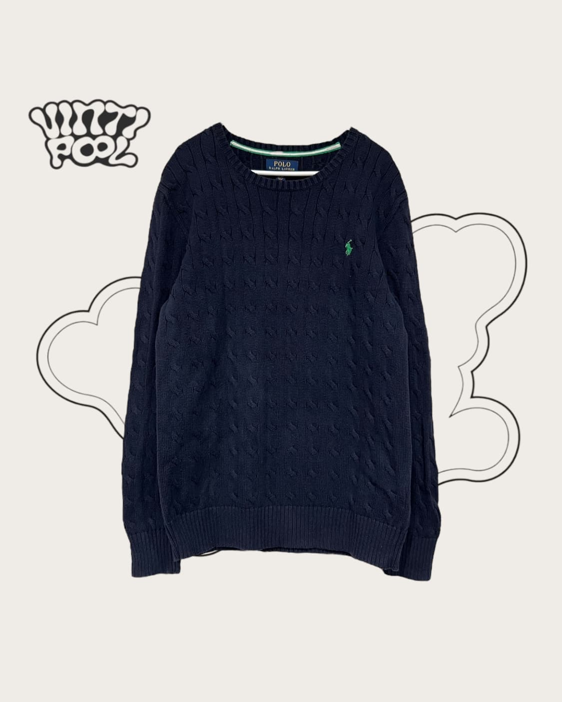 일본 폴로랄프로렌 케이블 꽈배기 니트 M 네이비 상품이미지1