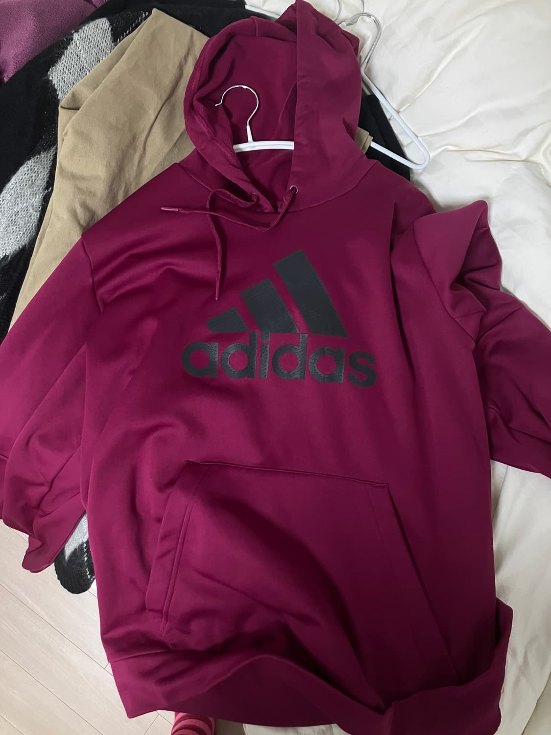 (L) 아디다스 체리 컬러 후드 상품이미지2