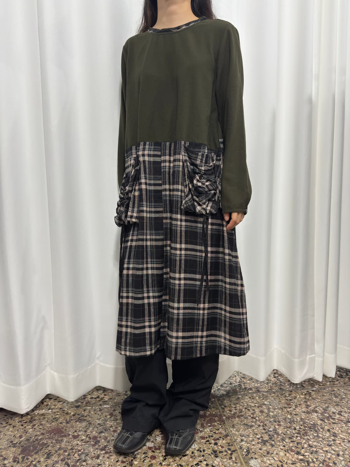 akane check pocket mori onepiece 상품이미지2