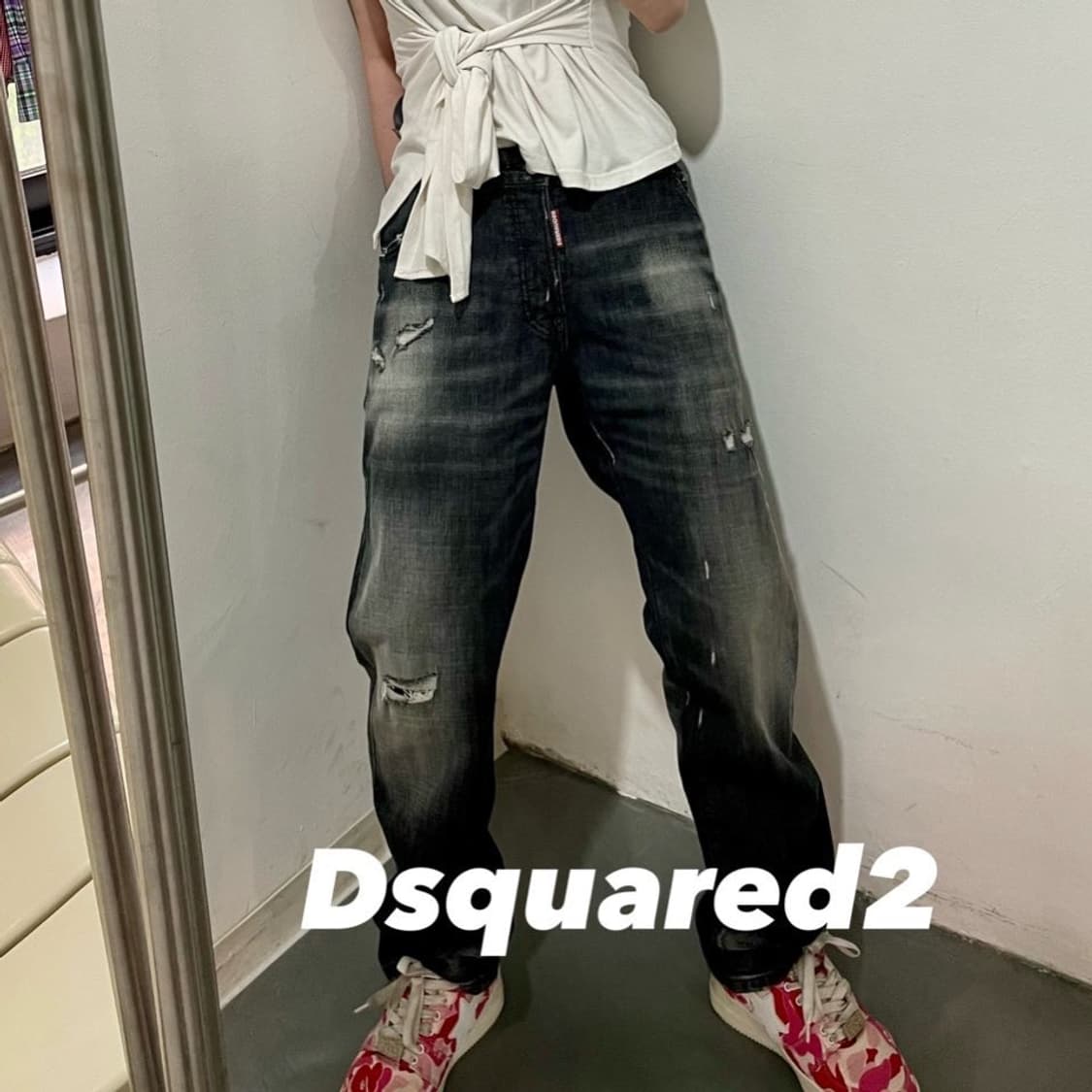 디스퀘어드2 1964 블랙패치 펑크 흑청바지 상품이미지1