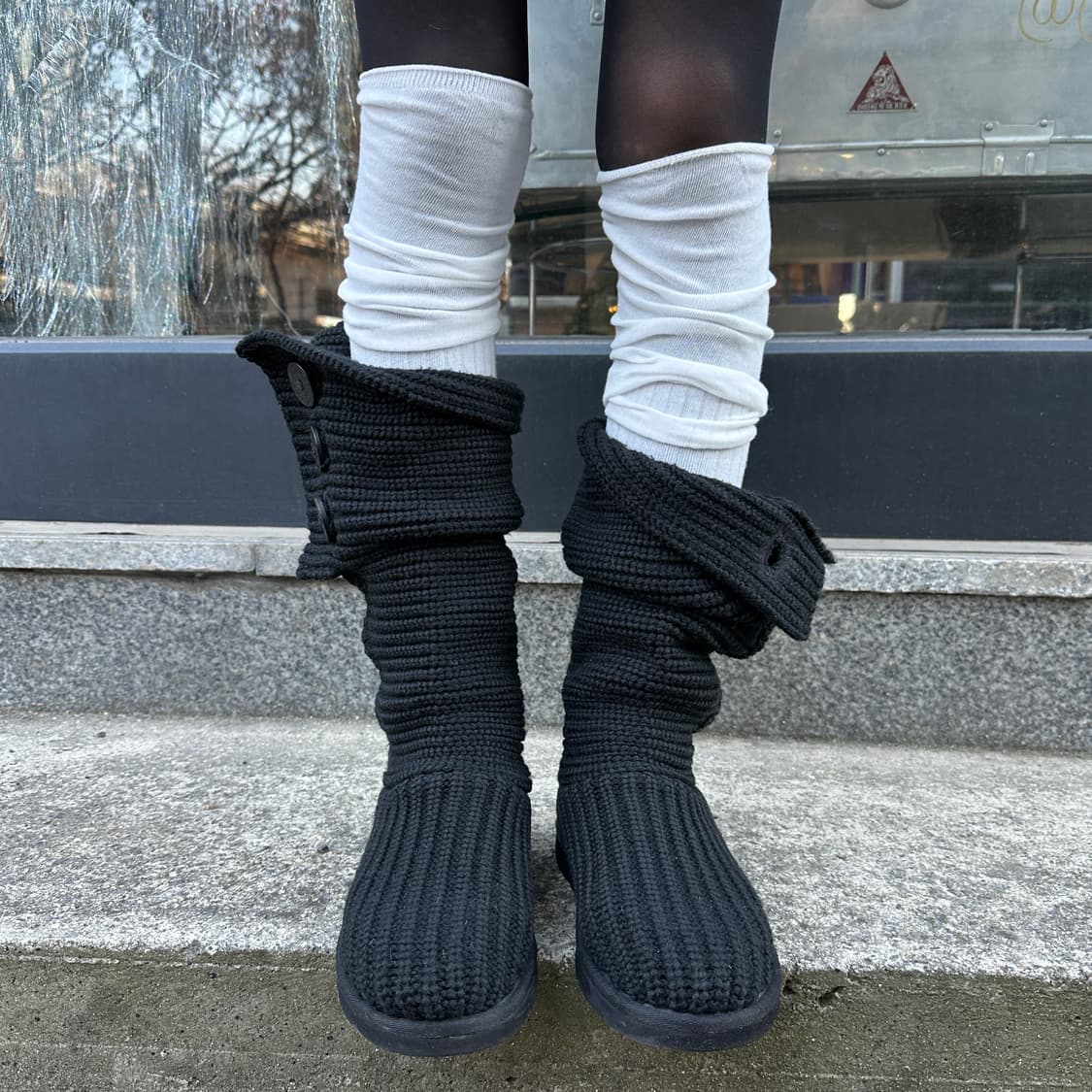 00s 블랙 니트 카디 어그 부츠 상품이미지6