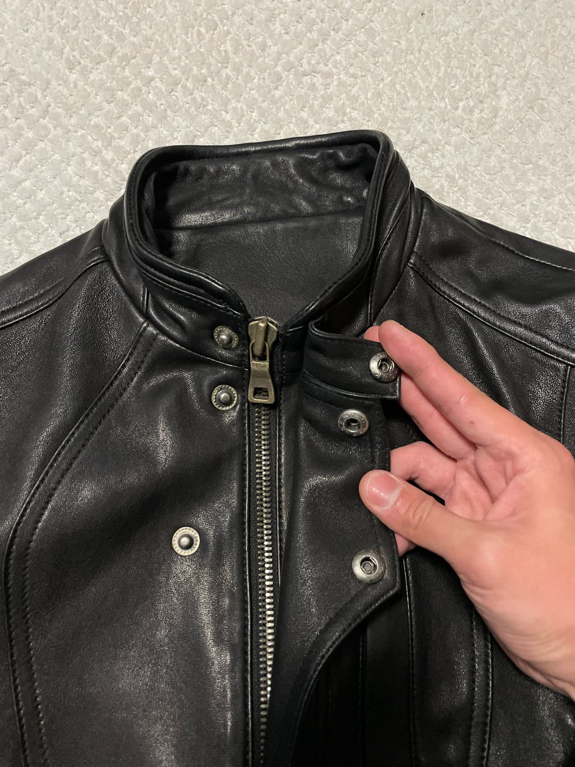 광희시장 아티잔 무드 램스킨 양가죽 절개 레더 자켓 상품이미지5