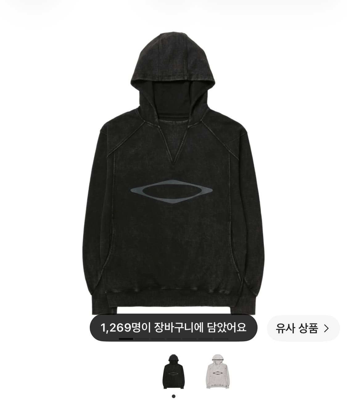 미스치프 블리치드 풀오버 후드 워시드블랙 M 상품이미지1