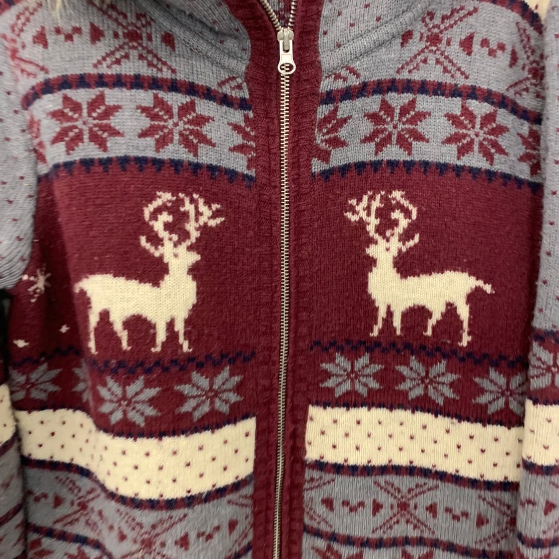 Vintage 모리걸 노르딕 울프죠 니트 후드집업 상품이미지5