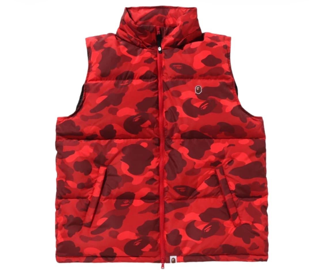 베이프 컬러 카모 다운 베스트 레드 상품이미지2