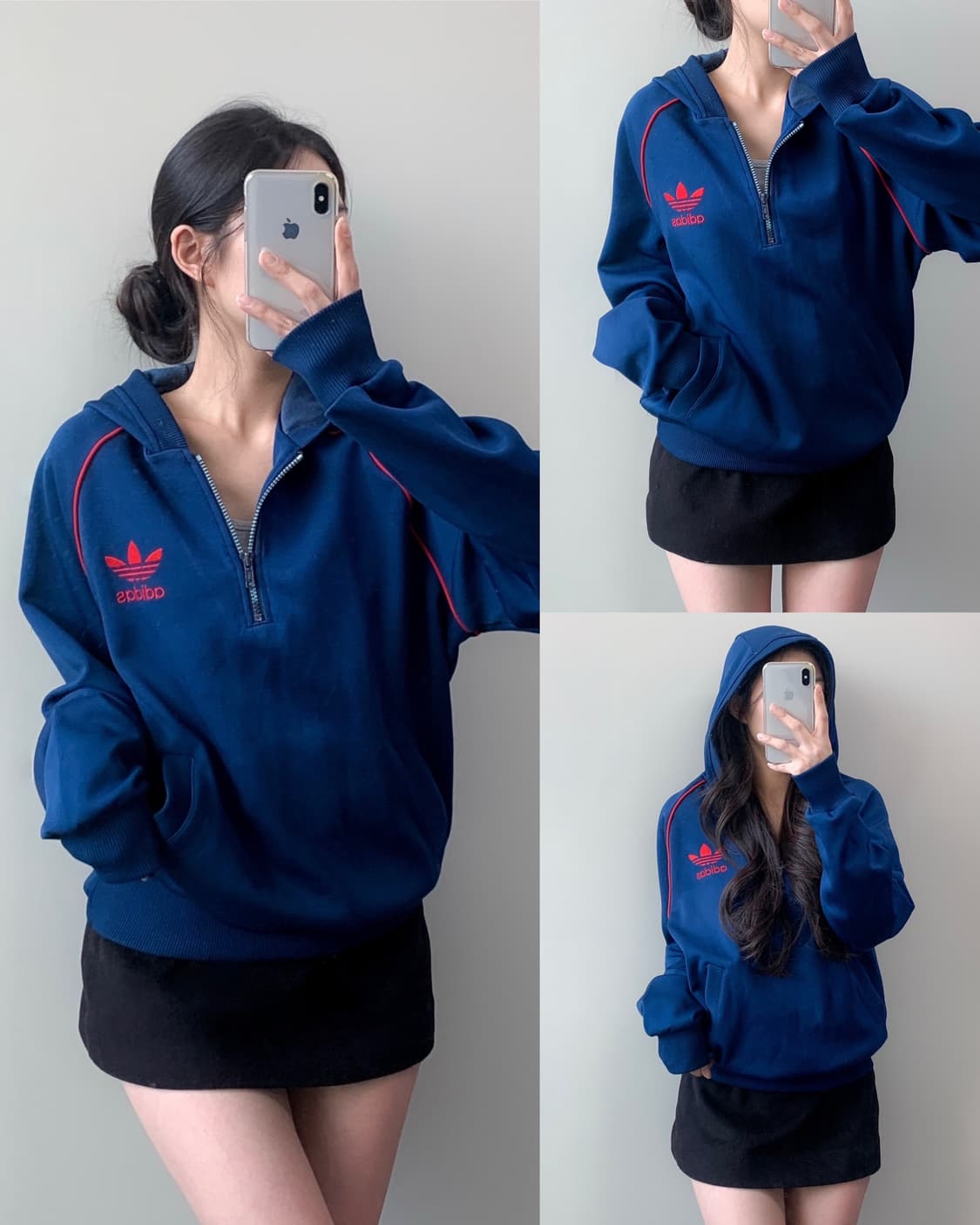 90s 아디다스 반집업 후드티 상품이미지1