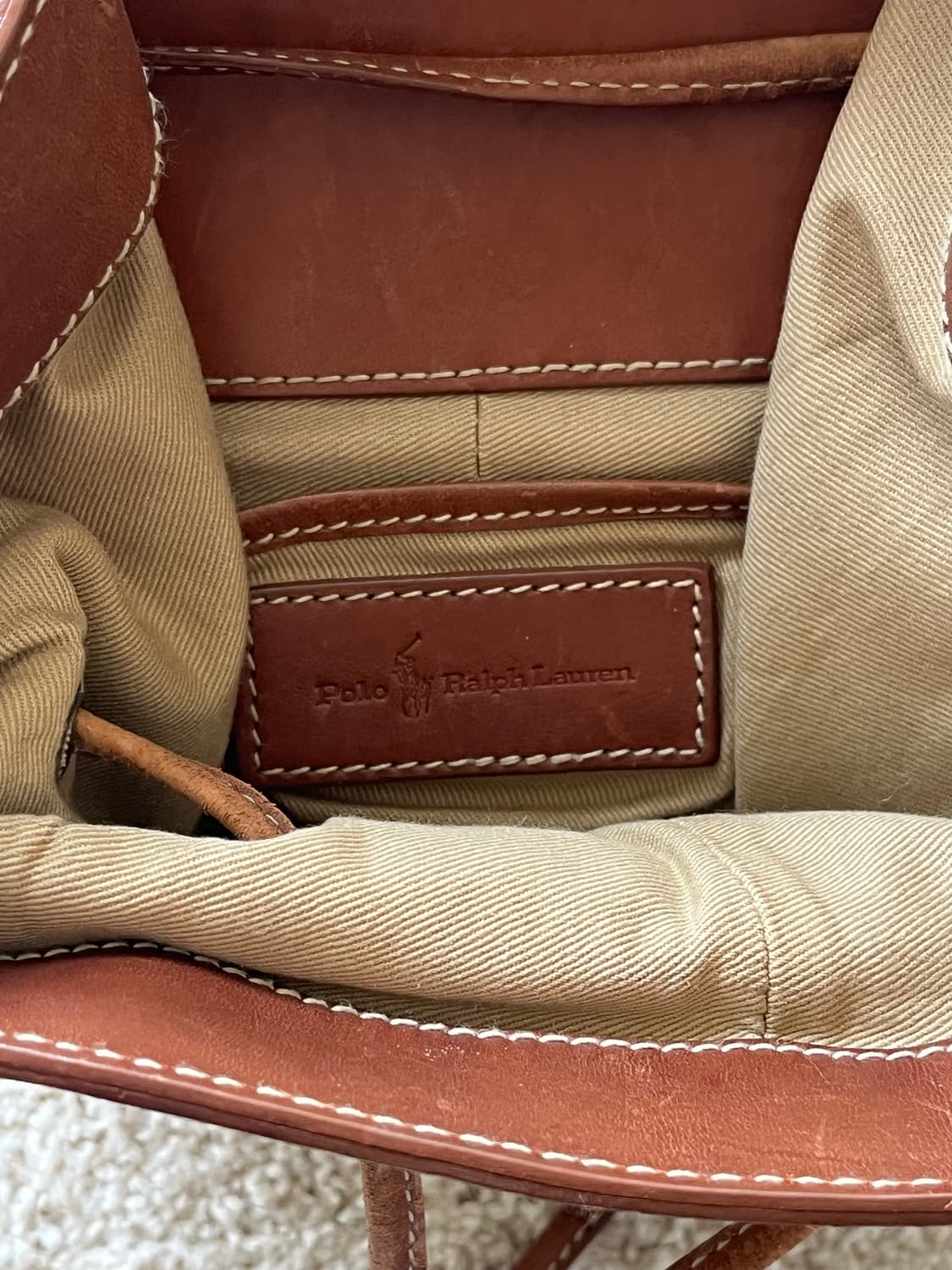 폴로 랄프 로렌 레더 캔버스 원숄더 버킷백 상품이미지10