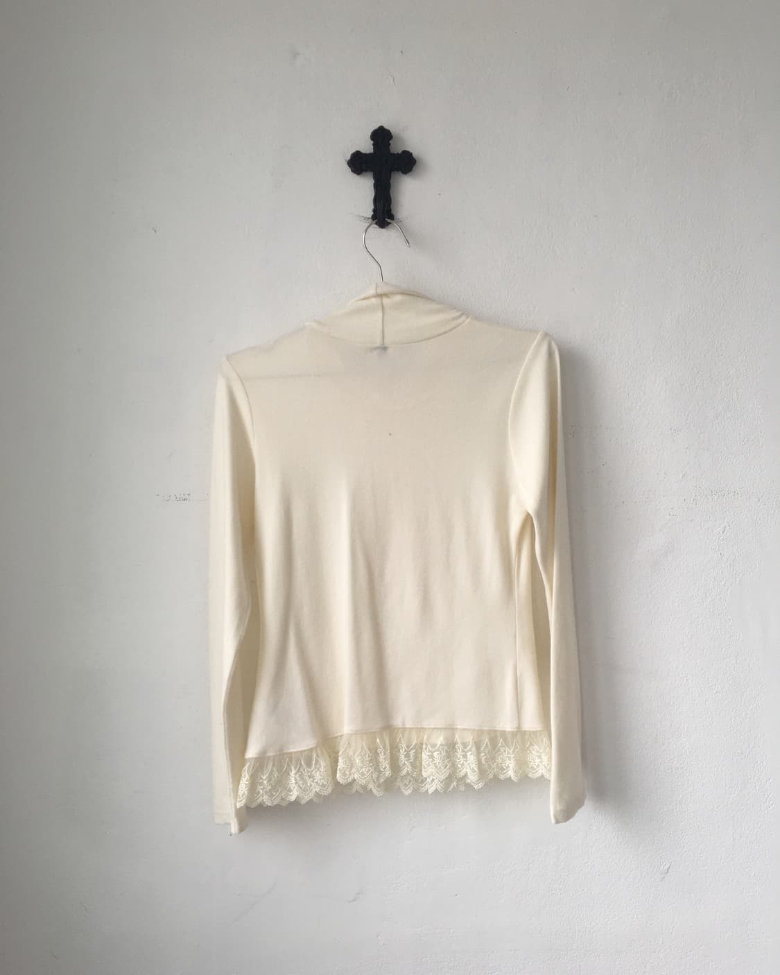 Lace trimming high neck knit 상품이미지4