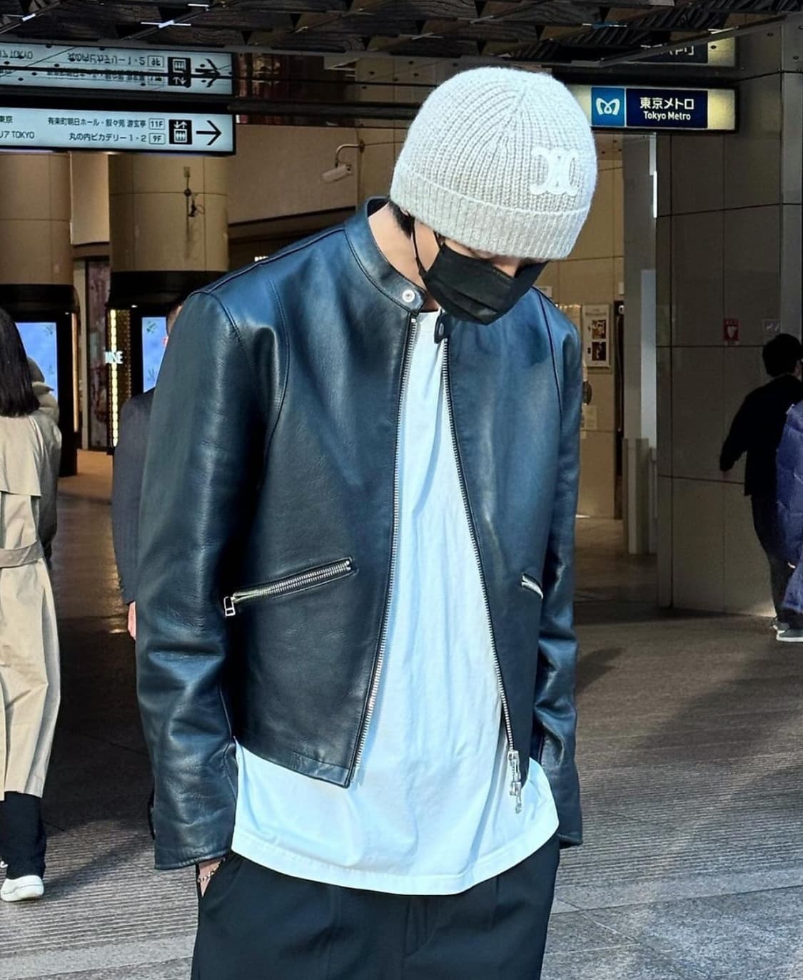 토니웩 레더 카프 레이서 블루종 자켓  L 사이즈 상품이미지4