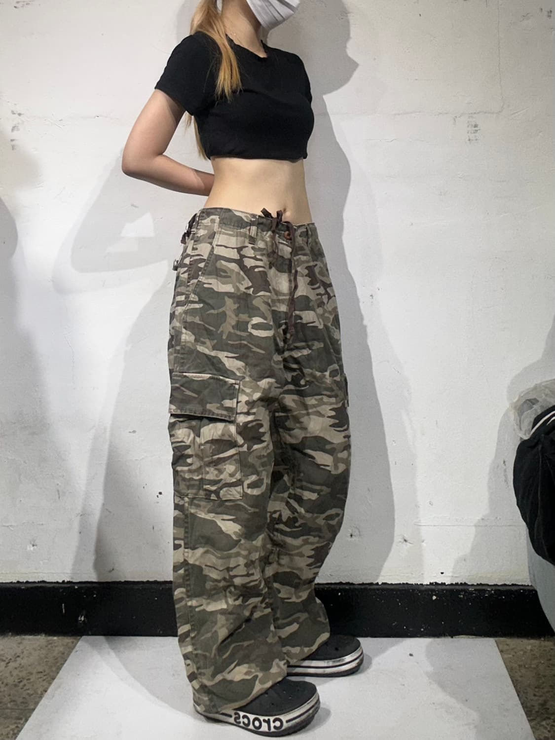 빈티지 베이지 카모 카고 와이드 팬츠 M 상품이미지1
