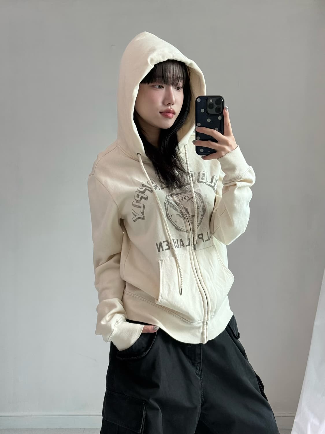 폴로 크림 아이보리 후드집업 상품이미지3