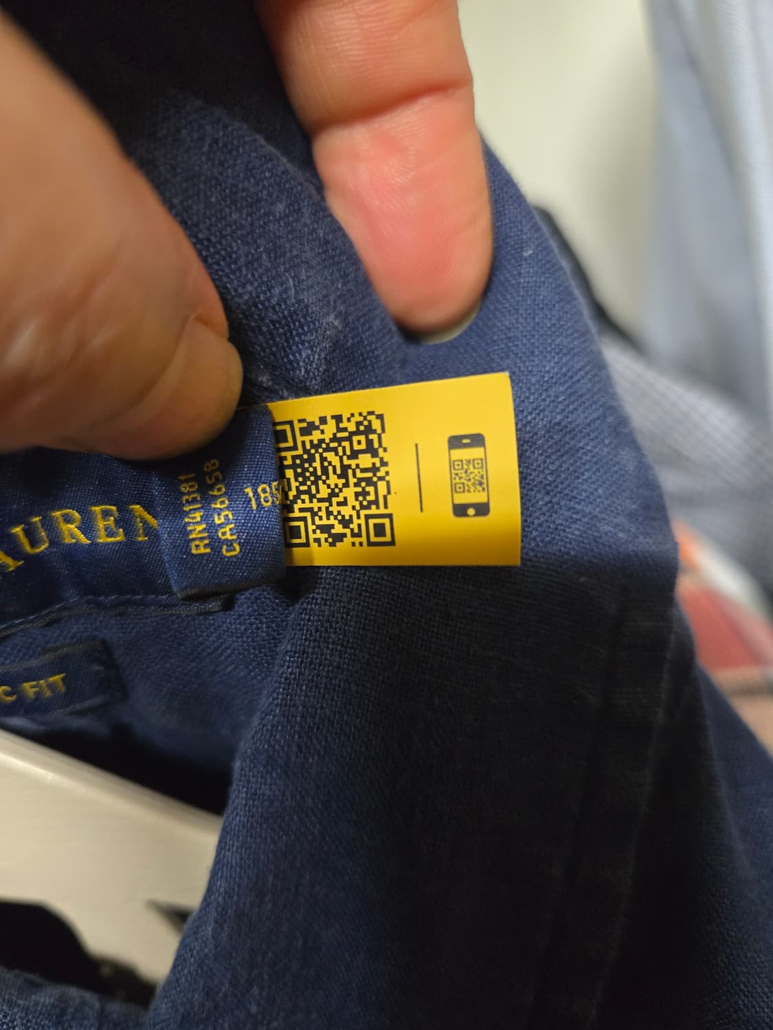 폴로 랄프로렌 신형 큐알정품 남성 네이비 린넨 반팔 셔츠 상품이미지6