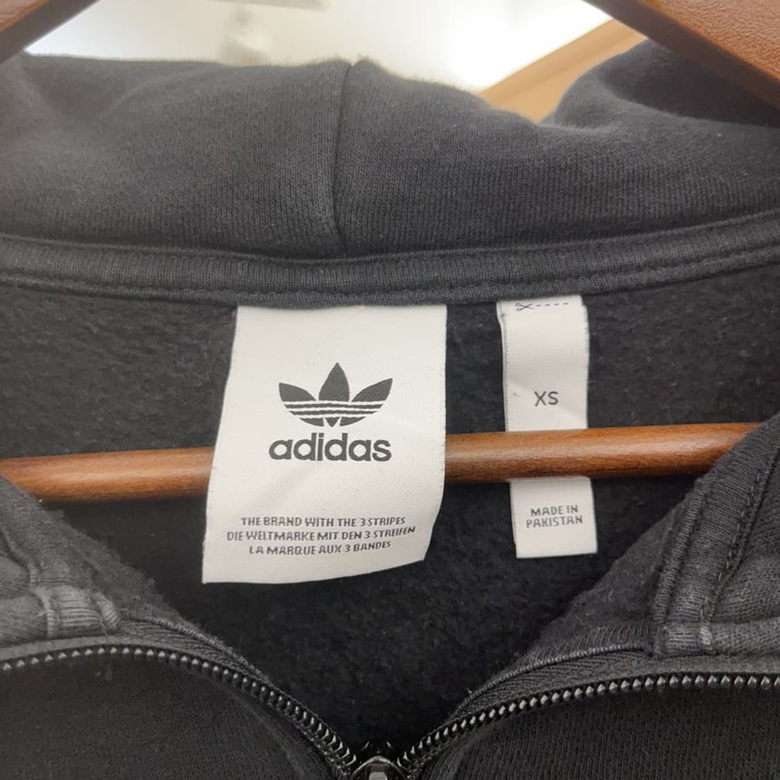 아디다스 올드스쿨 오리지널 삼선 약기모 반집업 후드티 XS C08097 상품이미지5