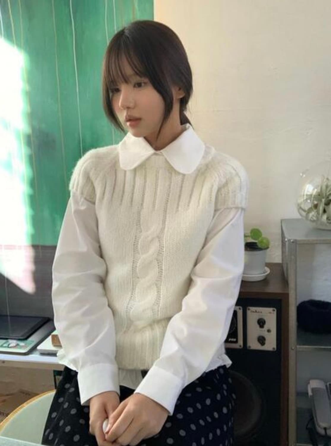 러브앤드팝 앤너플 반팔니트 아이보리 상품이미지2