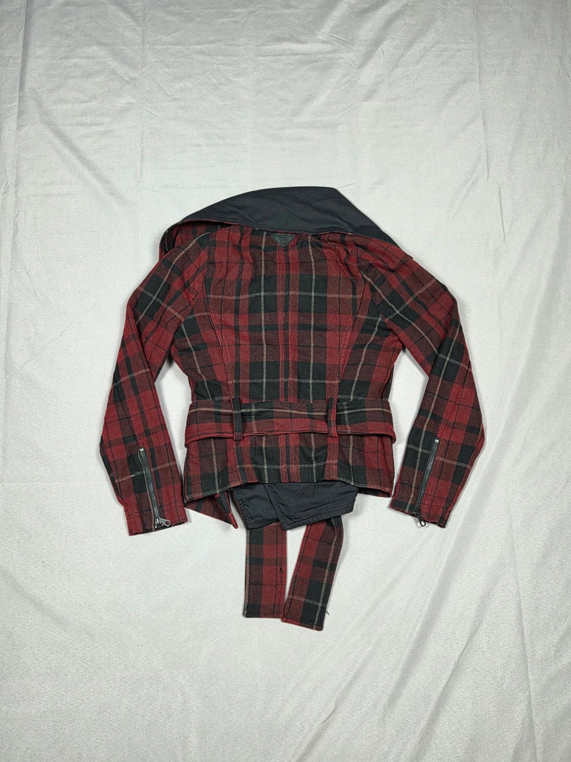 [디젤] 와이드 카라 타탄체크 사선 지퍼 벨티드 자켓 | A00156 상품이미지7