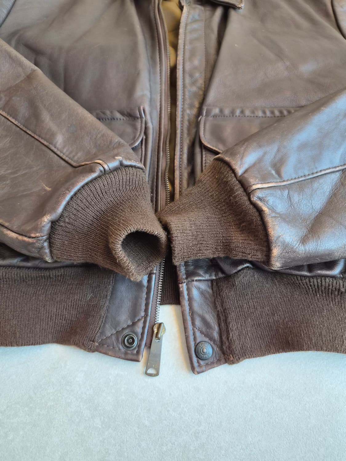 빈티지 쇼트 A-2 레더자켓 브라운 L 상품이미지4