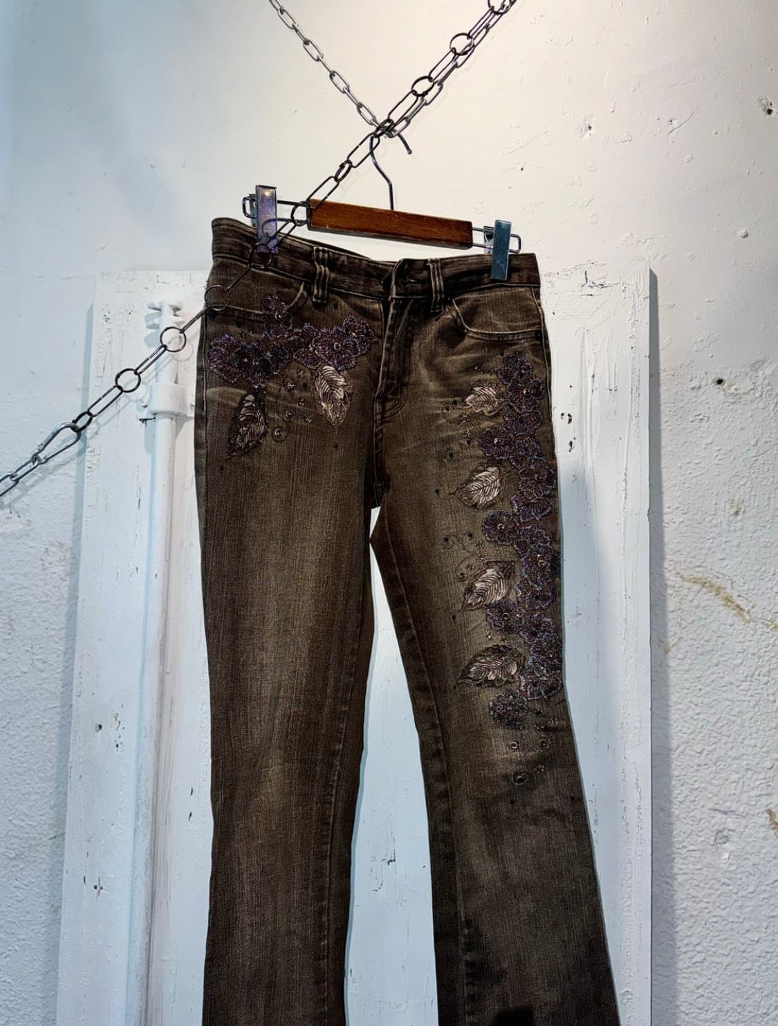 스윙잉서울 쿨키즈 브라운 오리엔탈 긱시크 코디 세트 빈티지 부츠컷 그런지 상품이미지8