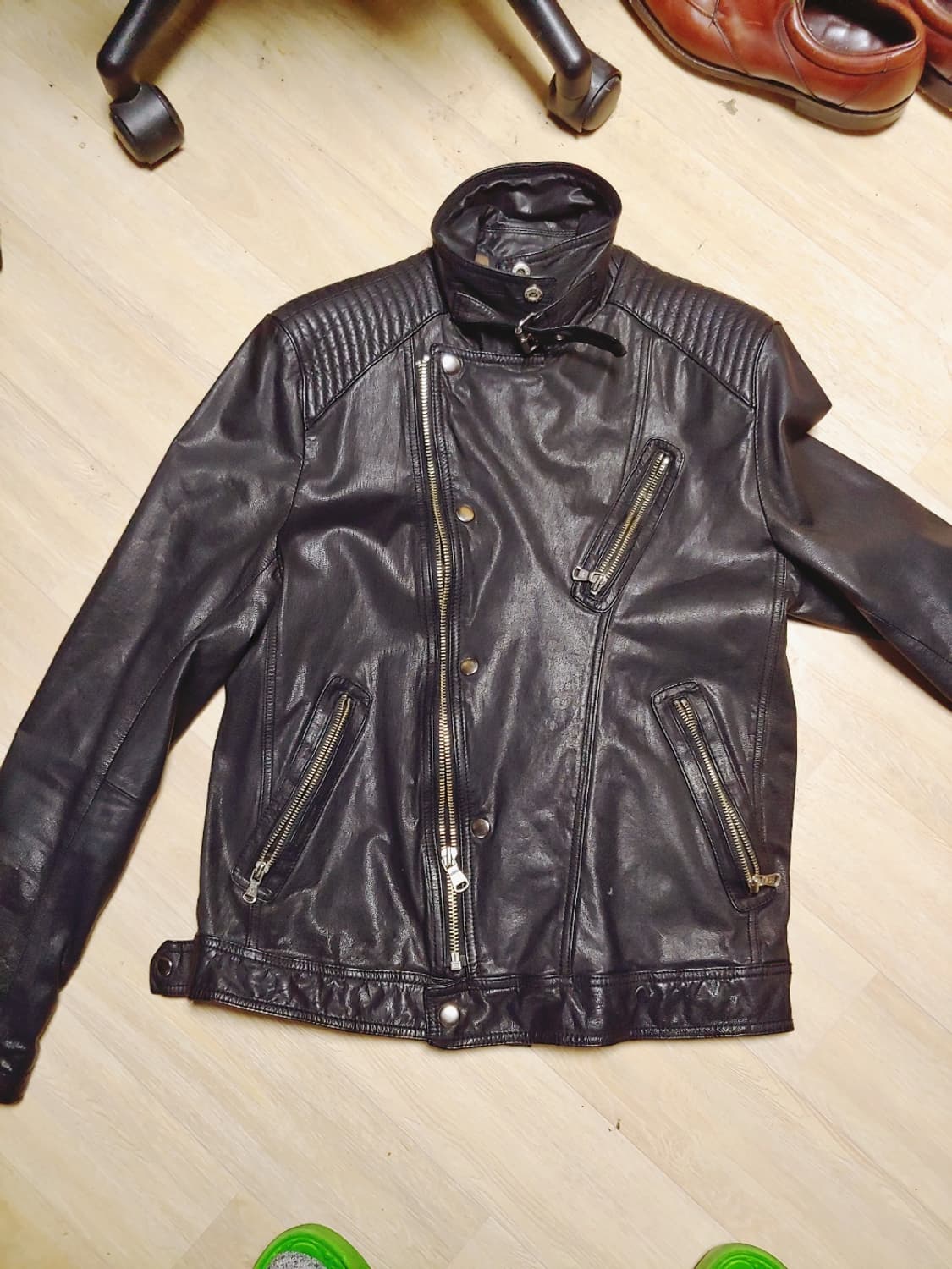 하이넥 염소가죽 자켓 슬림 L 릭오웬스느낌 상품이미지1