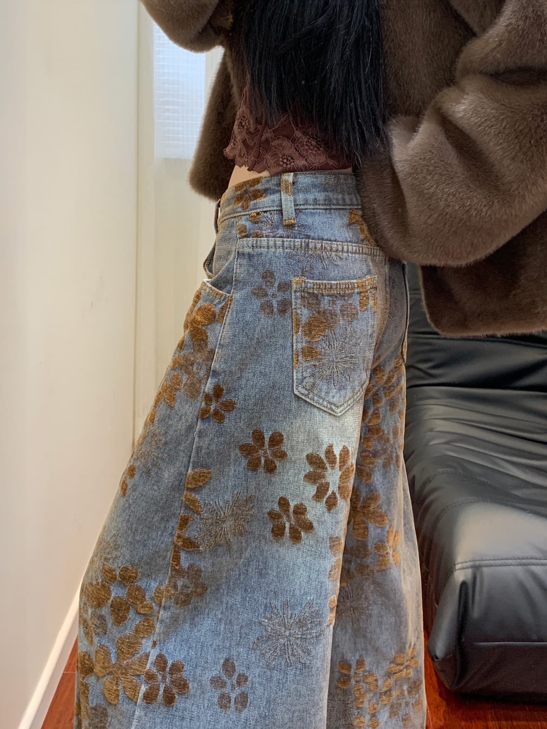 레트로 블루 와이드 팬츠 (7size)(작은키) 상품이미지5