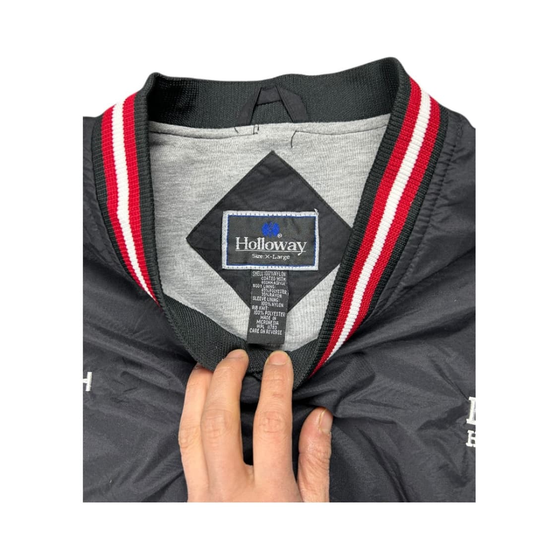 XL) 할로웨이 블랙 레드 컬러블록 스포츠 브이넥 풀오버 TM-032 상품이미지3