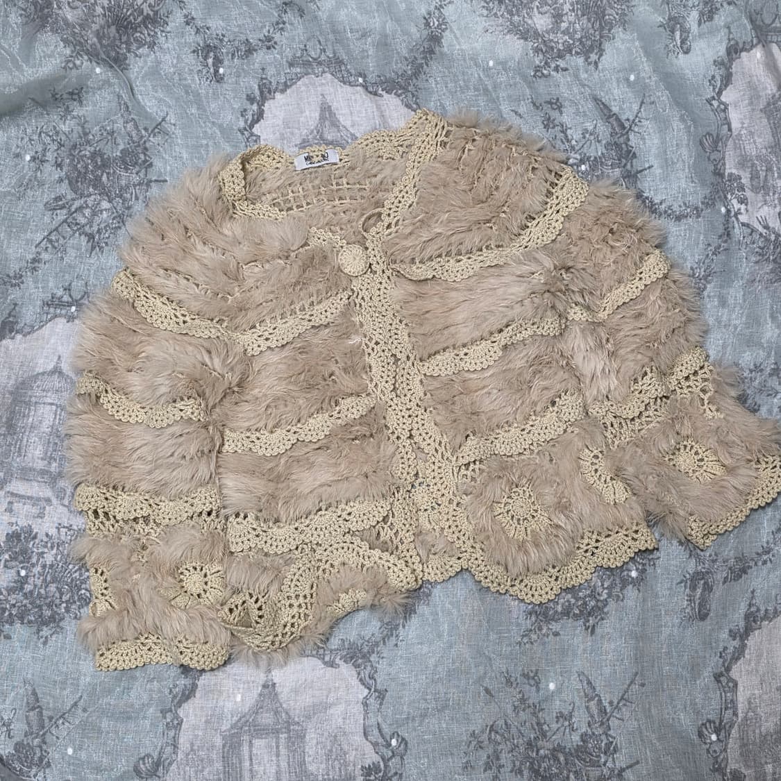 빈티지 페어리 그런지 퍼 자켓 케이프 나시 스커트 세트 상품이미지4