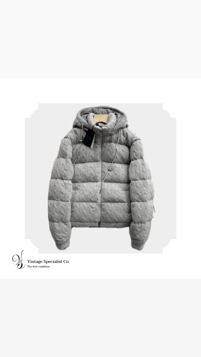 POLO 케이블 니트 후드 다운 코트 패딩 상품이미지1