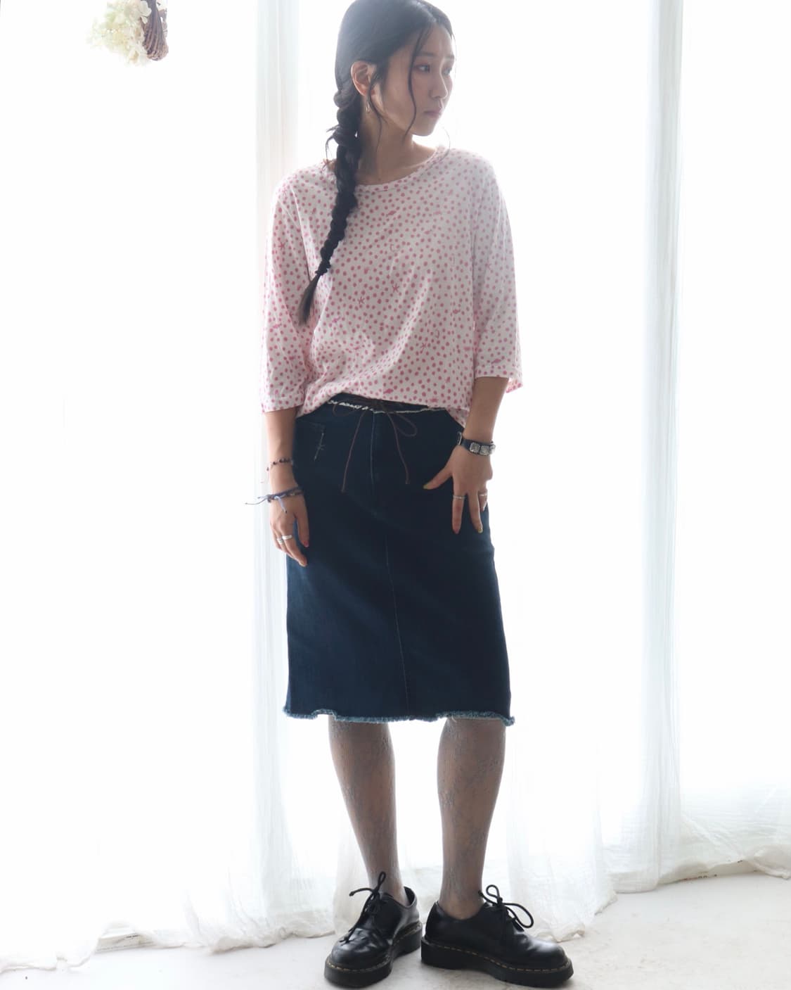 [45rpm] Indigo Denim Ribbon Skirt 상품이미지4